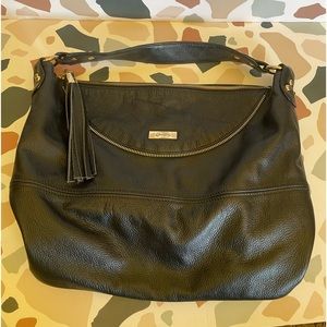 Black Pebble Leather Onna Ehlrich hobo shoulder bag